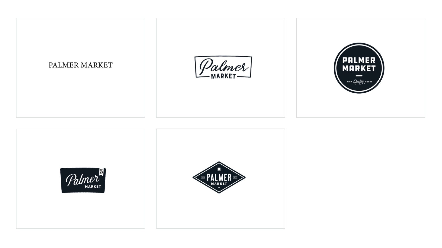 Palmer Market rebrand logo options